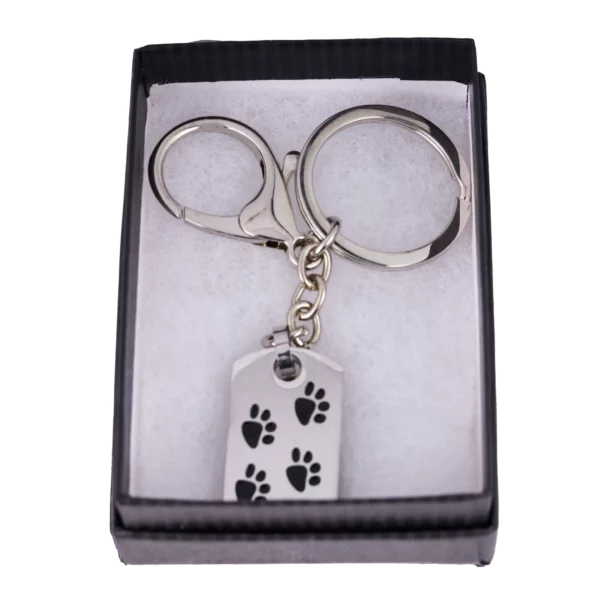 Dog Tag Black Paw Keychain [Silver] - Image 2