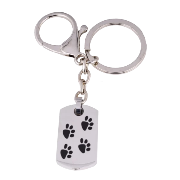 Dog Tag Black Paw Keychain [Silver]