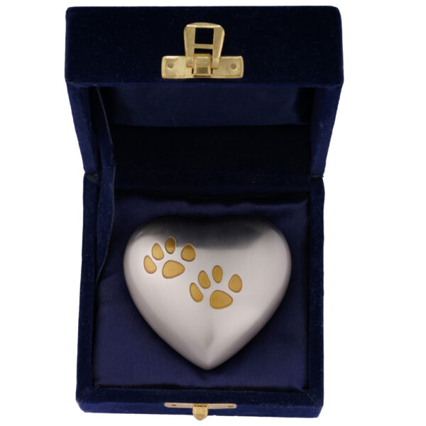 Arielle Heart Urn Small [Pewter w/ Gold Paws] - Image 3