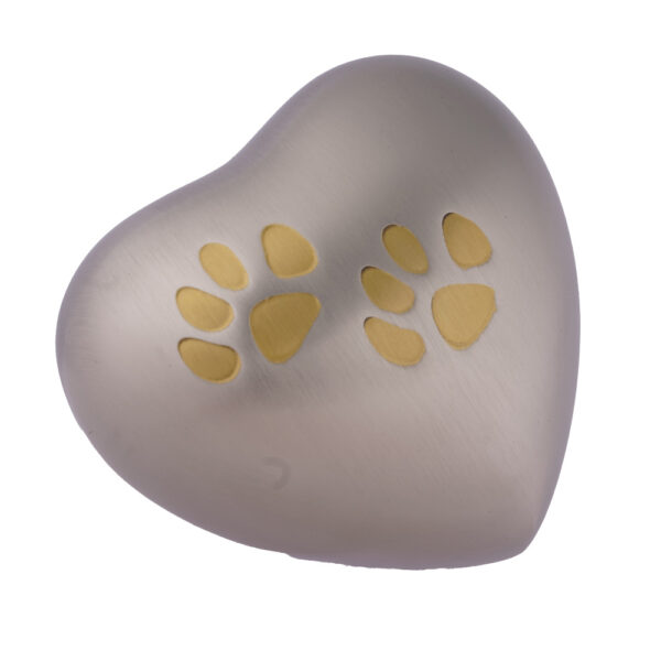 Arielle Heart Urn Small [Pewter w/ Gold Paws] - Image 2