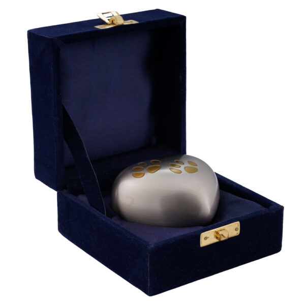 Arielle Heart Urn Small [Pewter w/ Gold Paws]