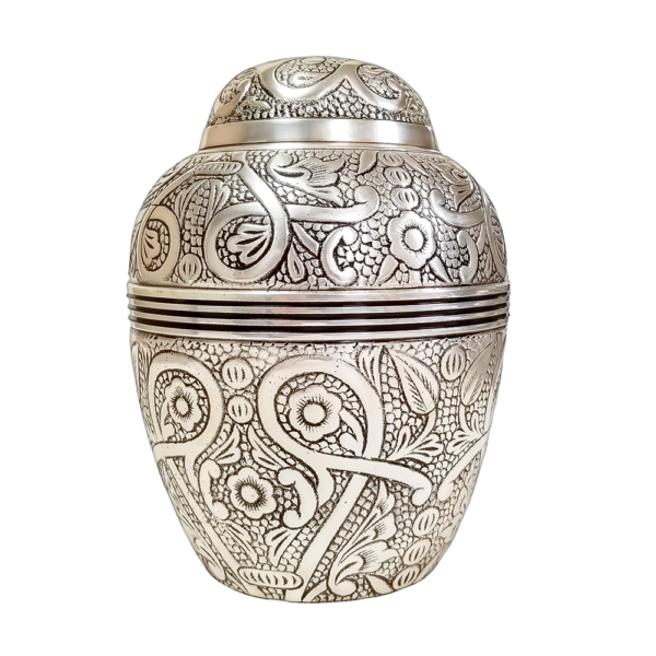 Silver Embossed Jar Urn